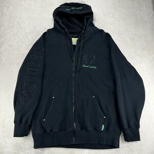 seedleSs Full Zip Hoodie XXL Black Think Green And Grow Your Mind Embroidered